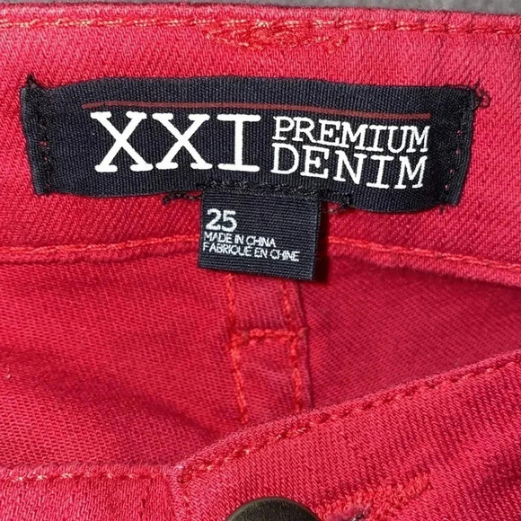 Forever 21 XX1 Red  Premium denim skinny jeans pants Sz 25 - Picture 5 of 9